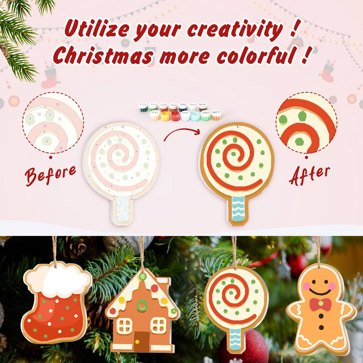 Teal Bauble and Swirl Lollipop ornament set – image 5