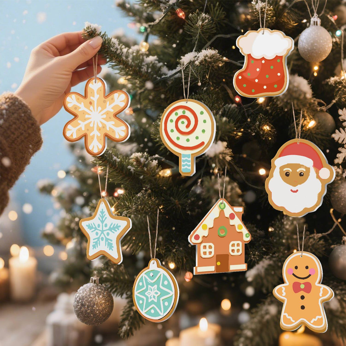 Teal Bauble and Swirl Lollipop ornament set – image 9