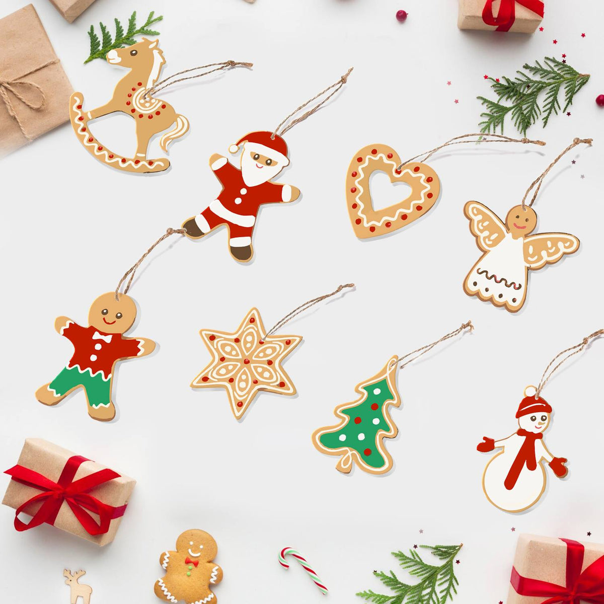 Lace Heart and Gingerbread Angel ornament set – image 6
