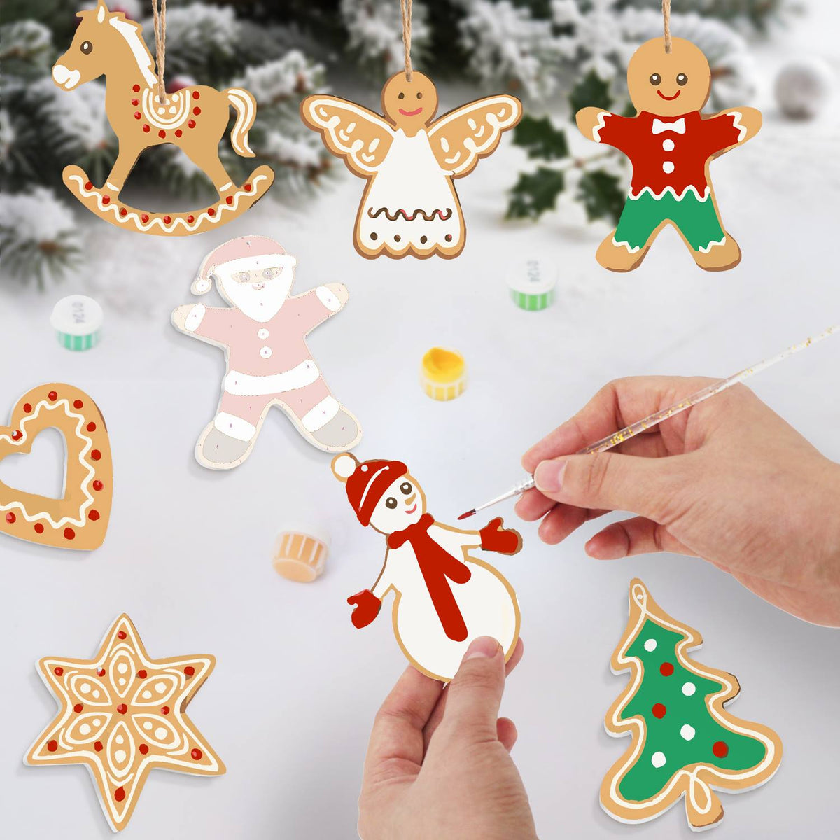 Lace Heart and Gingerbread Angel ornament set – image 7