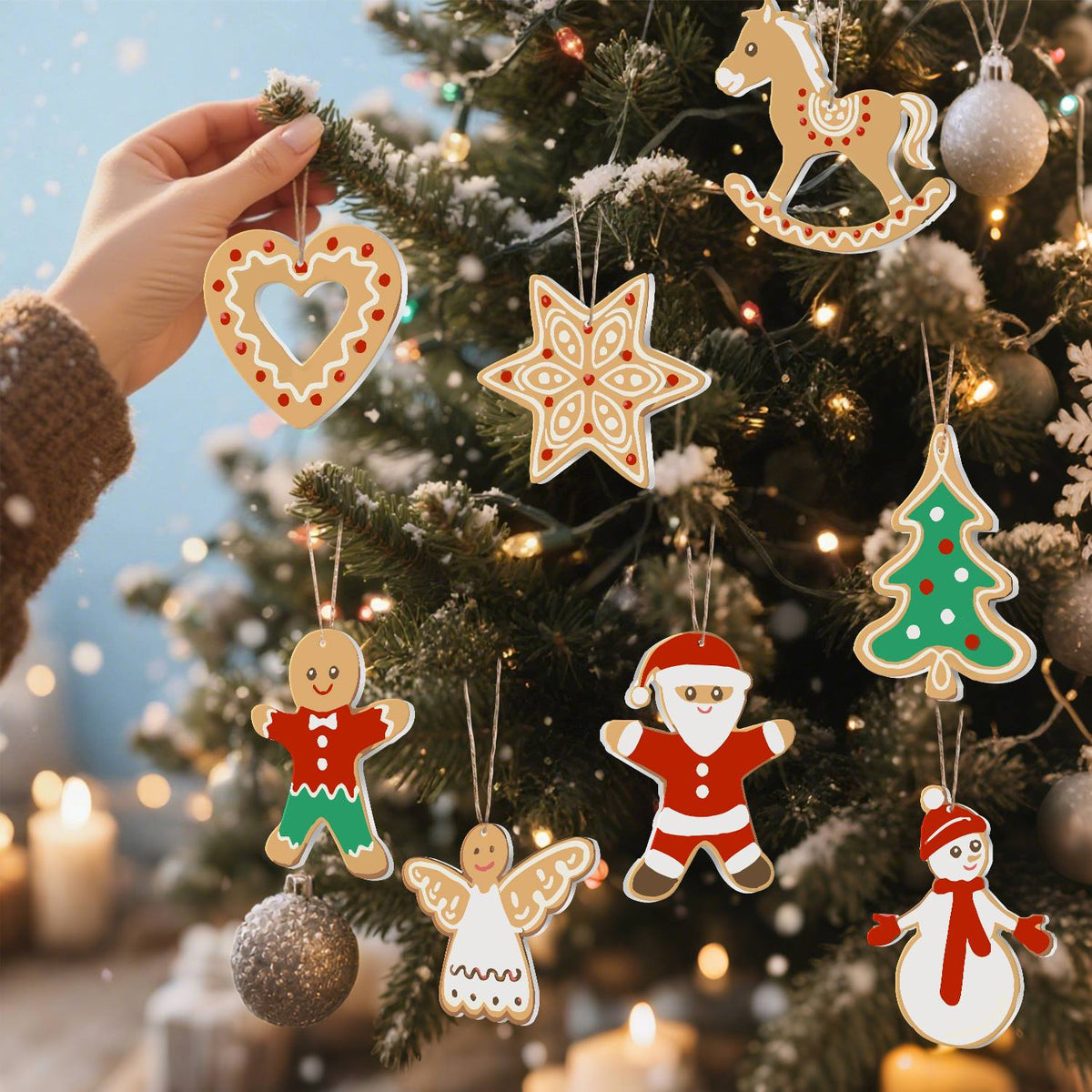Lace Heart and Gingerbread Angel ornament set – image 9