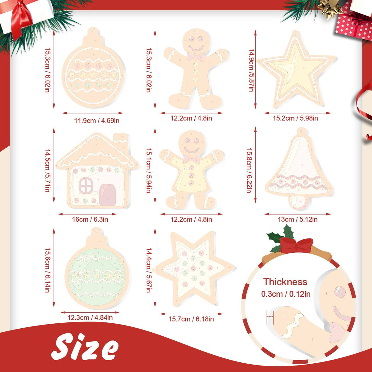 Tangerine Gingerbread and Stars ornament set – image 2