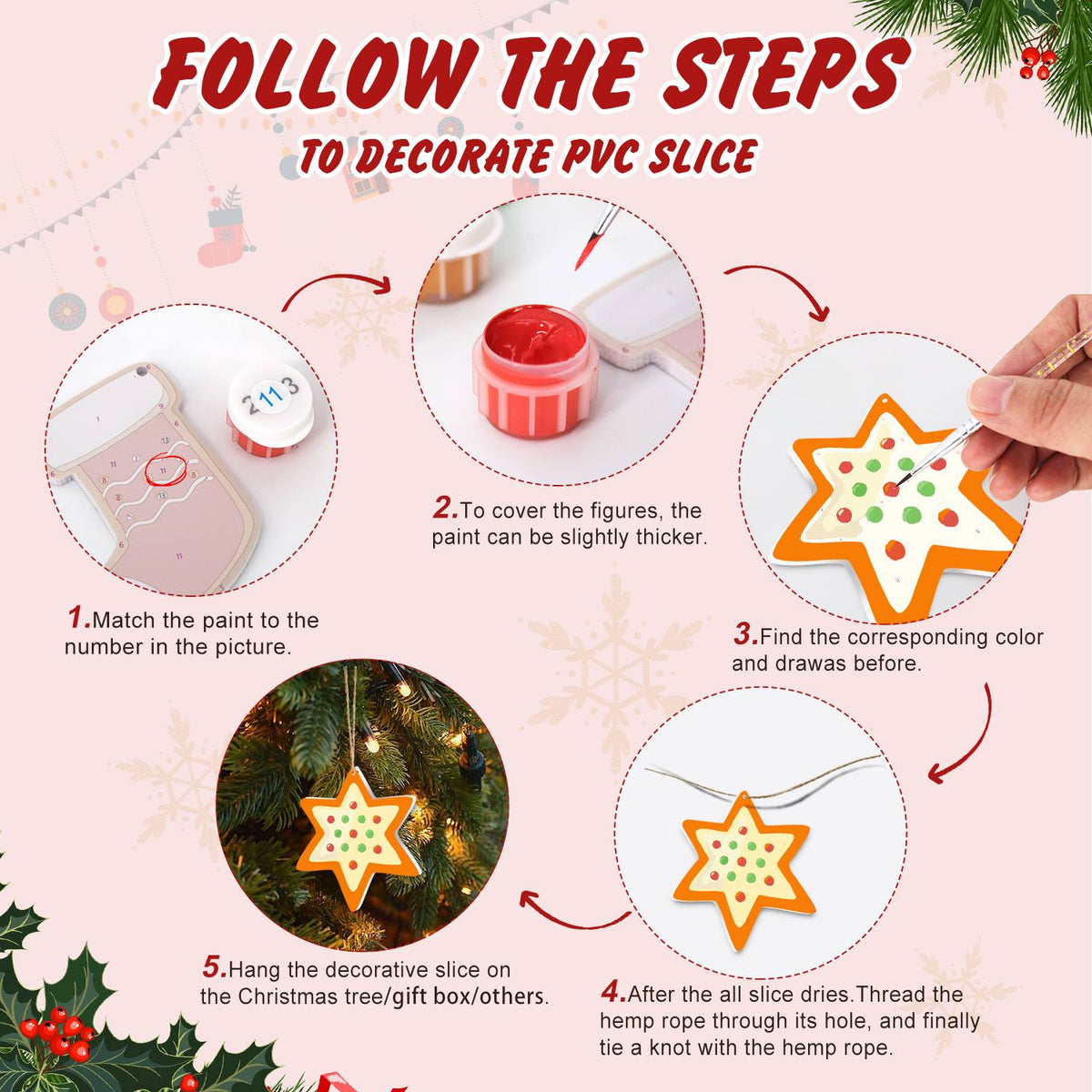 Tangerine Gingerbread and Stars ornament set – image 4