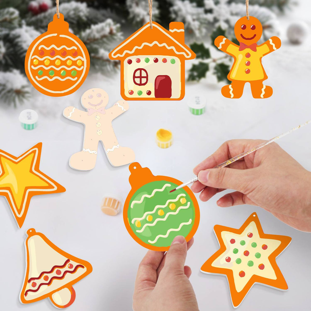 Tangerine Gingerbread and Stars ornament set – image 7