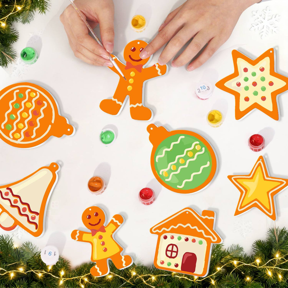 Tangerine Gingerbread and Stars ornament set – image 8