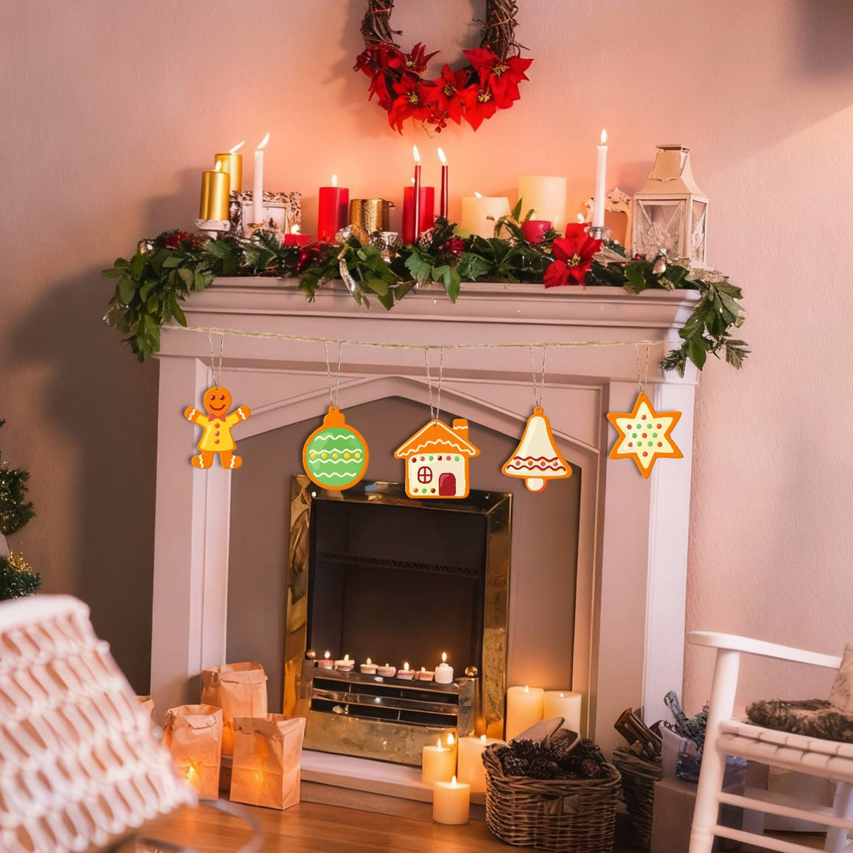 Tangerine Gingerbread and Stars ornament set – image 12