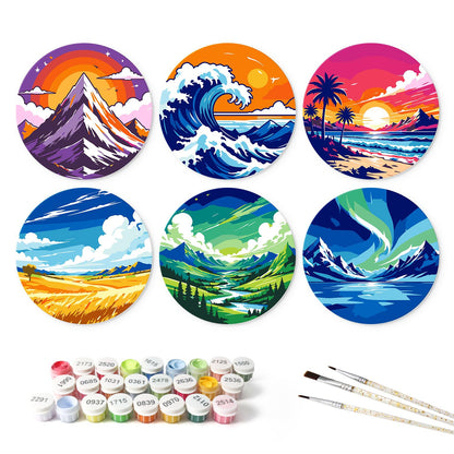 Aurora and Ocean Wave Vistas mini board kit – the 6 designs with the paint pots and brushes