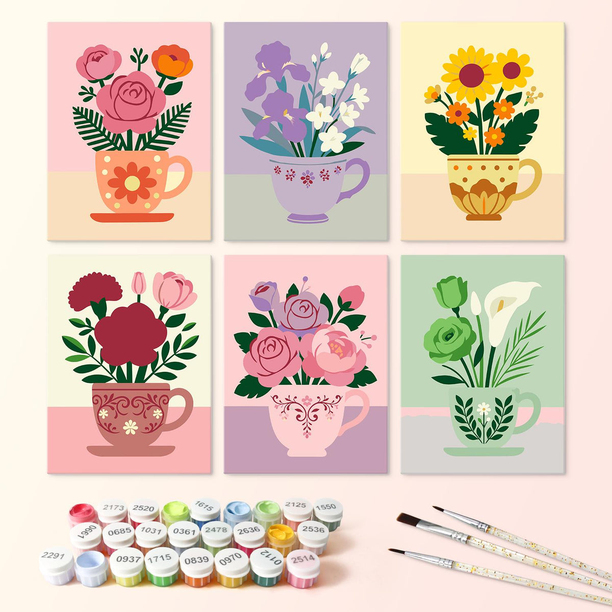 Sunflowers and Roses in Teacups mini board kit – image 3