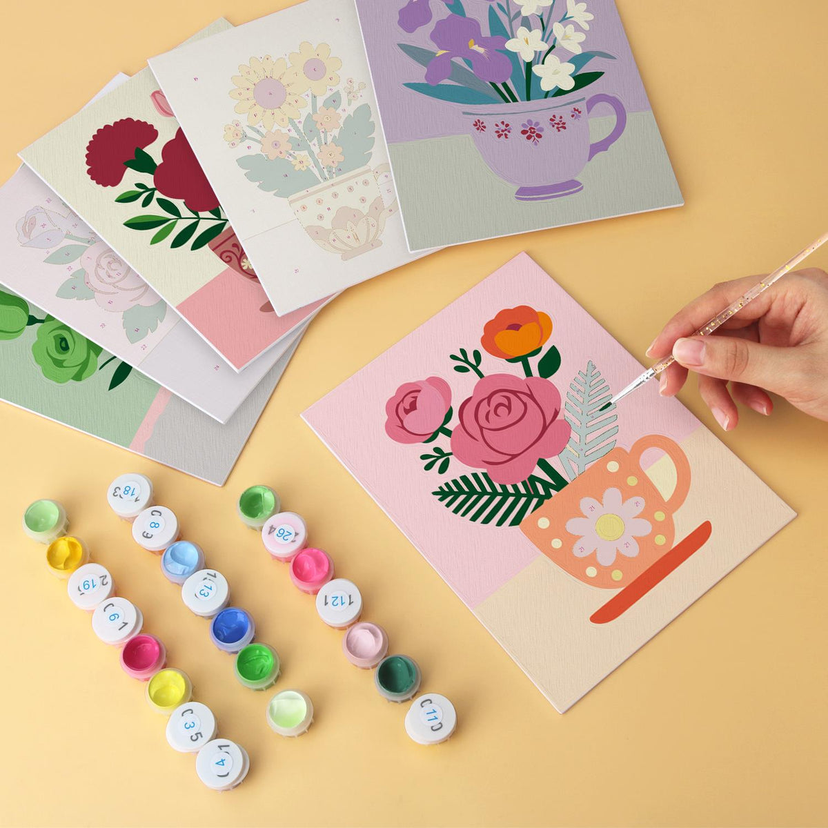 Sunflowers and Roses in Teacups mini board kit – image 6