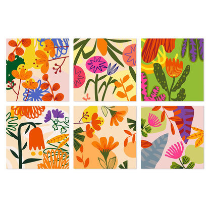 Tangerine and Magenta Florals mini board kit – Abstract orange, pink, purple and green flowers and leaves in a bold layered garden style