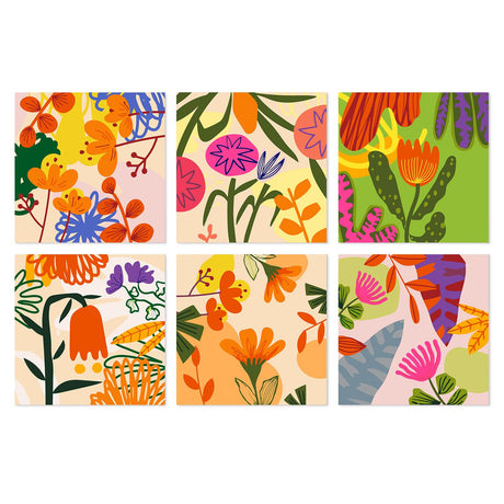 Tangerine and Magenta Florals mini board kit – Abstract orange, pink, purple and green flowers and leaves in a bold layered garden style