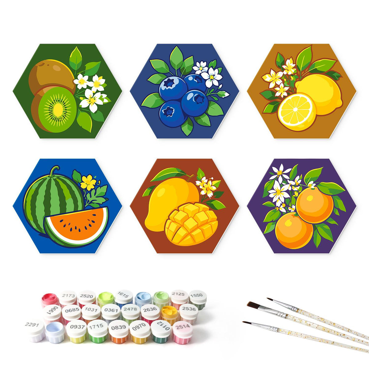 Blossoming Fruit Harvest mini board kit – the 6 designs with the paint pots and brushes
