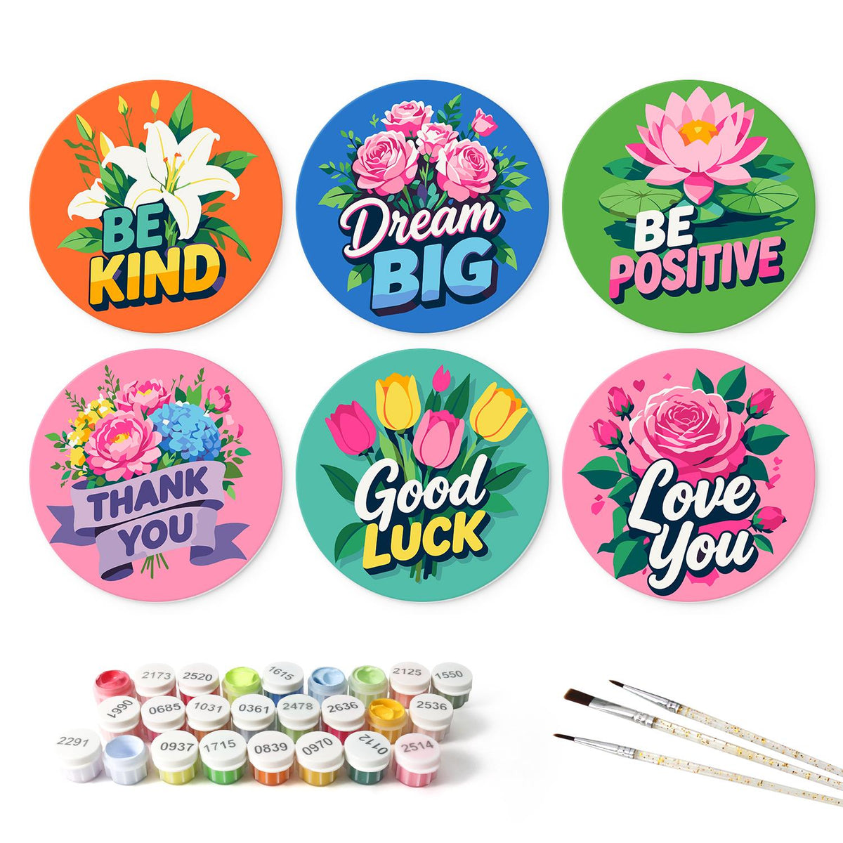 Be Kind Blossom Messages mini board kit – the 6 designs with the paint pots and brushes