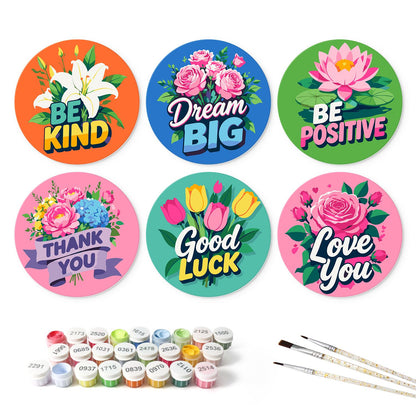 Be Kind Blossom Messages mini board kit – the 6 designs with the paint pots and brushes