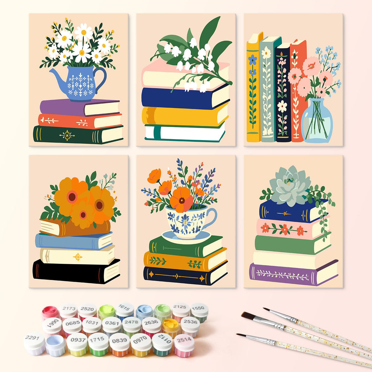 Teapot Daisies on Book Stacks mini board kit – image 3