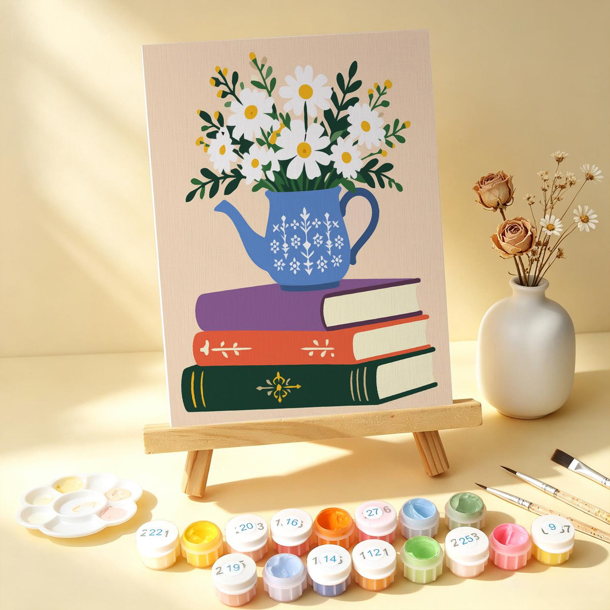 Teapot Daisies on Book Stacks mini board kit – image 14