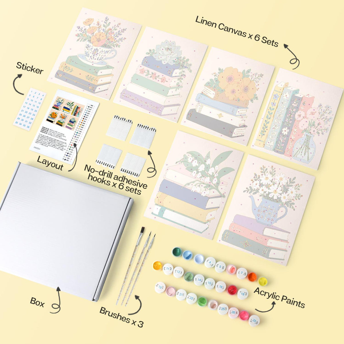 Teapot Daisies on Book Stacks mini board kit – image 15