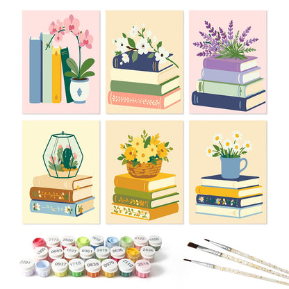 Orchids and Lavender on Books mini board kit – the 6 designs with the paint pots and brushes