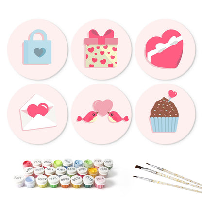 Lovebirds and Love Letters mini board kit – the 6 designs with the paint pots and brushes