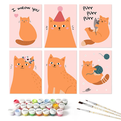 I Meow You Ginger Cats mini board kit – the 6 designs with the paint pots and brushes