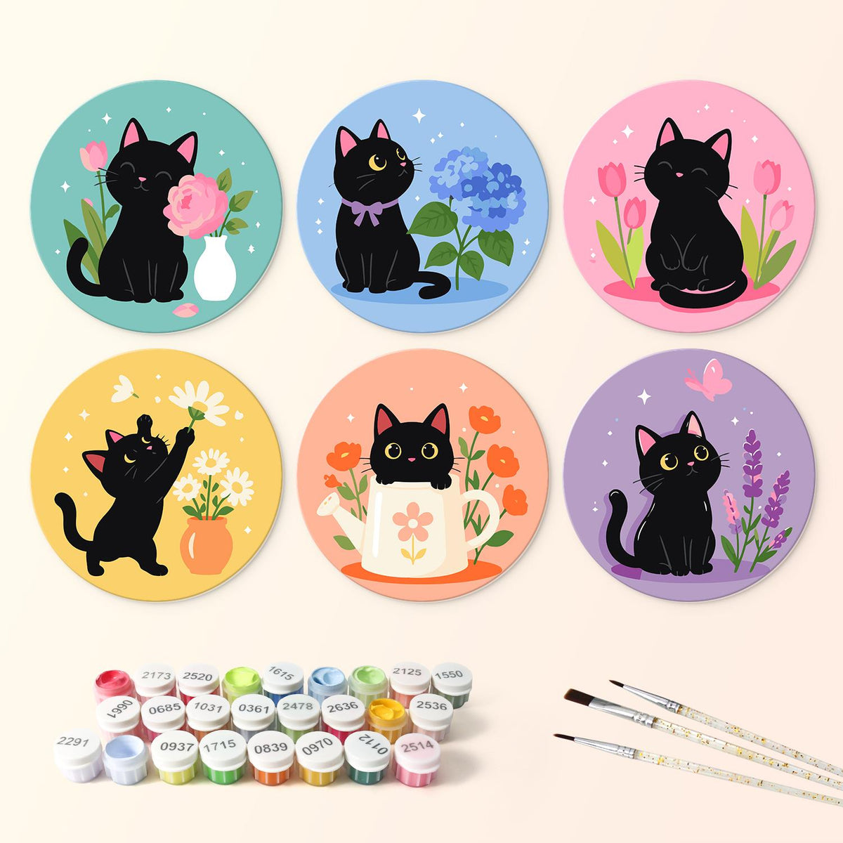 Black Cats in Spring Blooms mini board kit – image 3