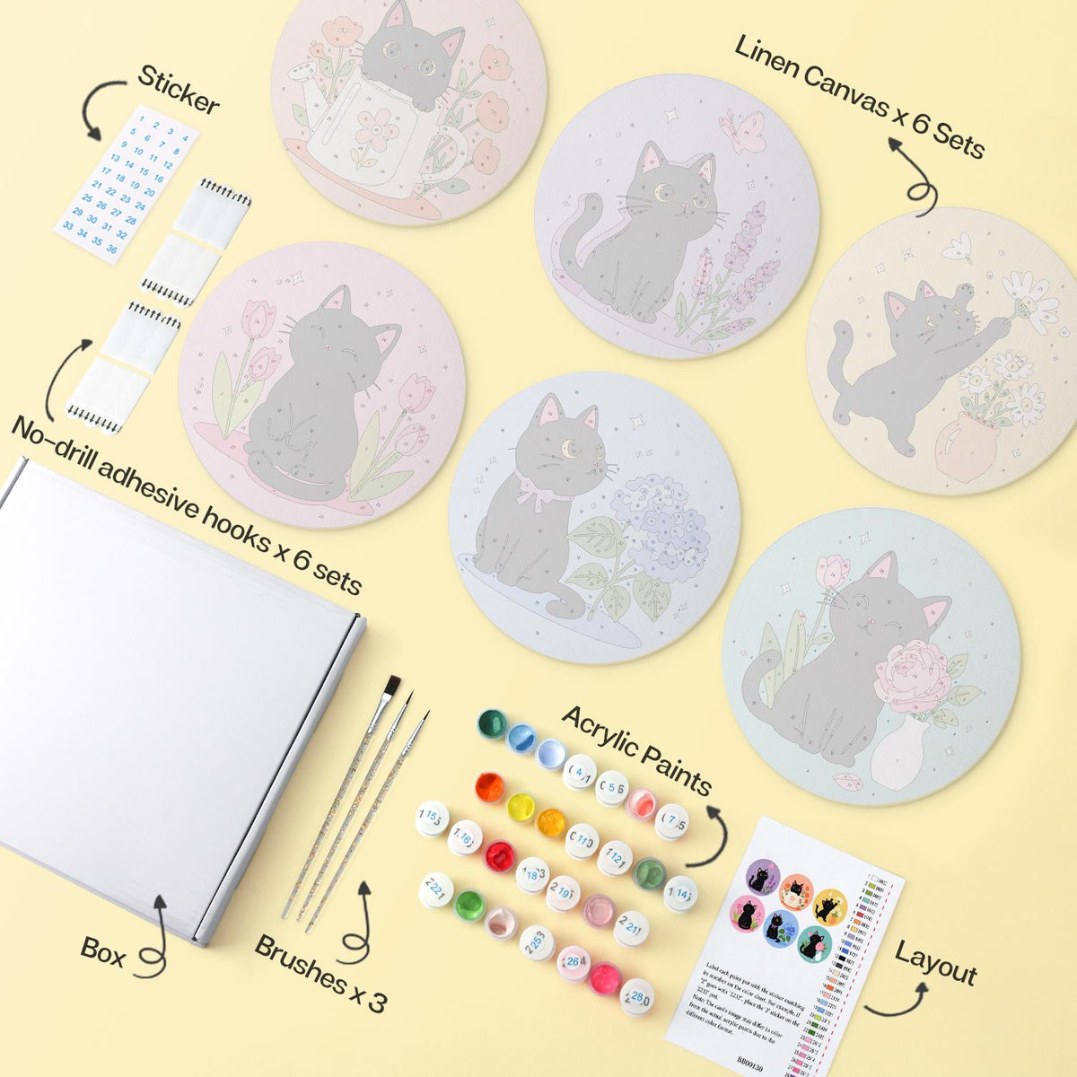 Black Cats in Spring Blooms mini board kit – image 15