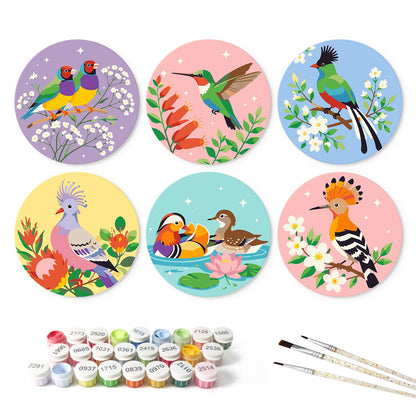 Hummingbird and Hoopoe Garden mini board kit – the 6 designs with the paint pots and brushes
