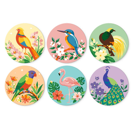 Kingfisher and Flamingo Blossoms mini board kit – Birds among flowers: golden pheasant, kingfisher, bird of paradise, rainbow lorikeet, flamingo and peacock