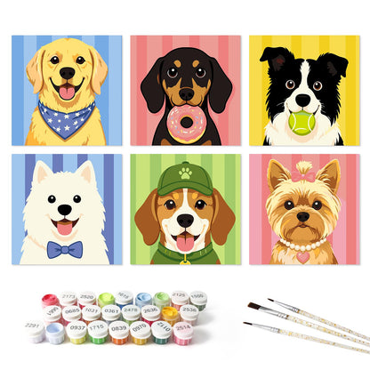 Donut Dachshund and Pup Pals mini board kit – the 6 designs with the paint pots and brushes