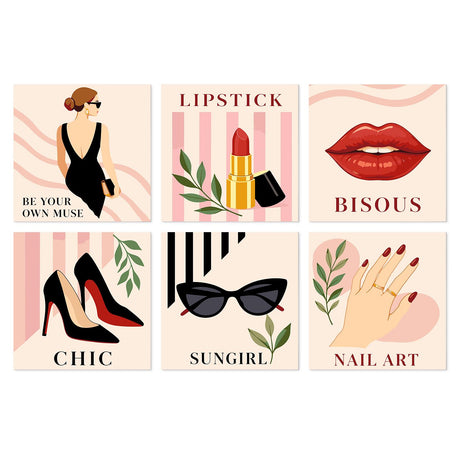 Bisous Lips and Cat-Eye Shades mini board kit – Woman in a black dress, red lipstick, red lips, black stilettos, cat-eye sunglasses and a manicured hand