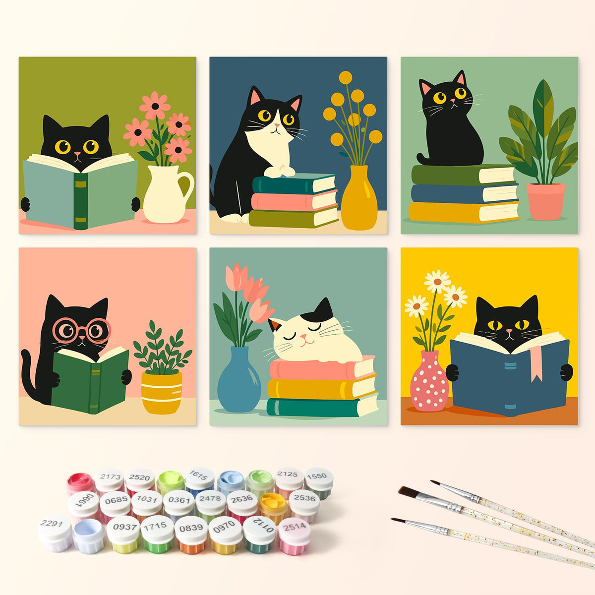 Bookworm Cats and Vases mini board kit – image 3