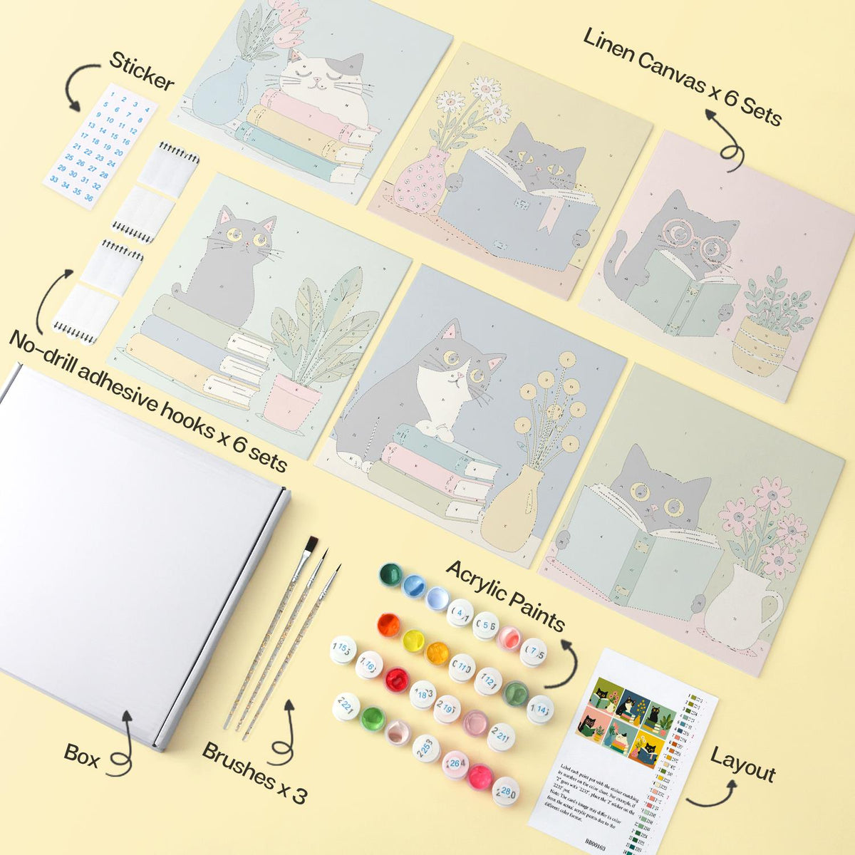 Bookworm Cats and Vases mini board kit – image 15