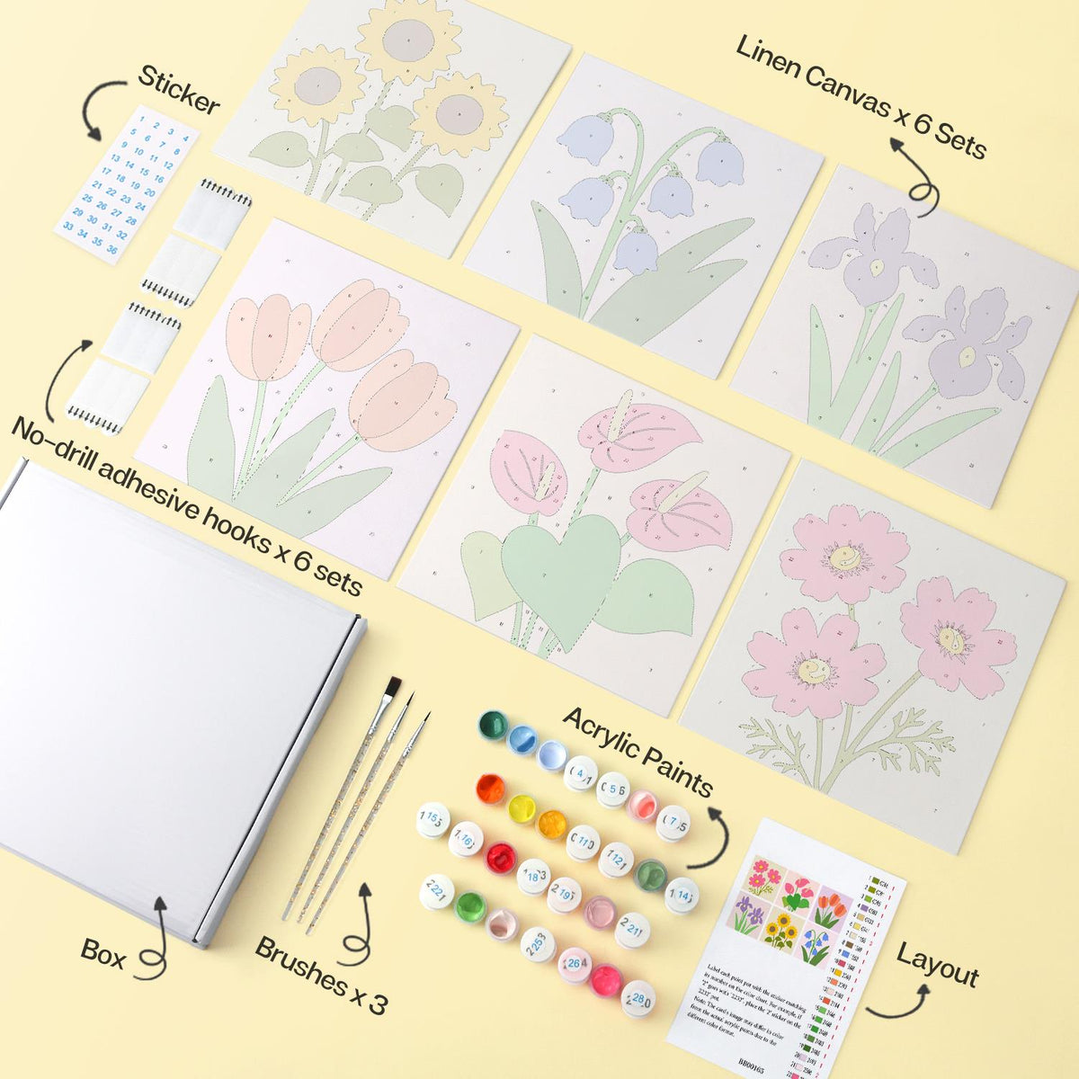 Sunflowers, Irises and Tulips mini board kit – image 15