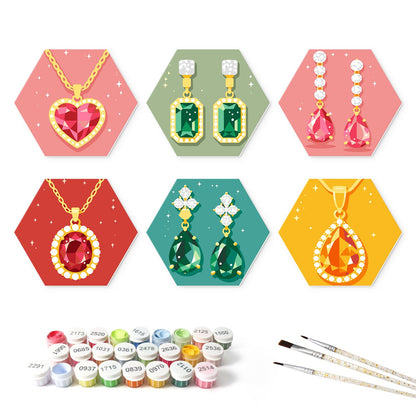 Ruby and Emerald Jewels mini board kit – the 6 designs with the paint pots and brushes