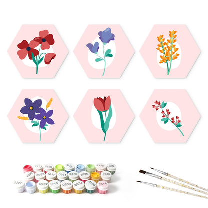 Blush Pink Botanical Sprigs mini board kit – the 6 designs with the paint pots and brushes