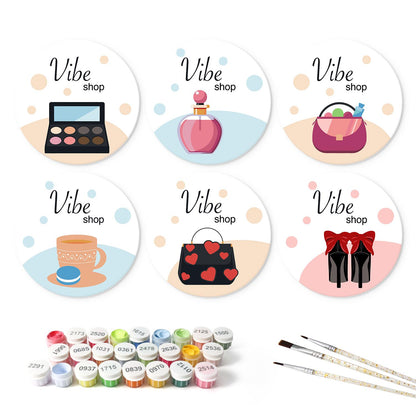 Perfume and Red Heels Boutique mini board kit – the 6 designs with the paint pots and brushes