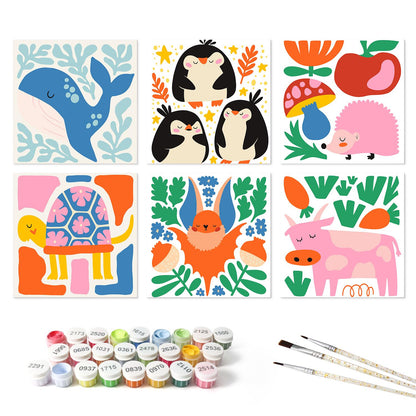 Bold Penguin and Whale Friends mini board kit – the 6 designs with the paint pots and brushes