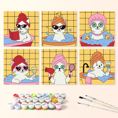 Mustard Tile Bubble Bath Cats mini board kit – image 3