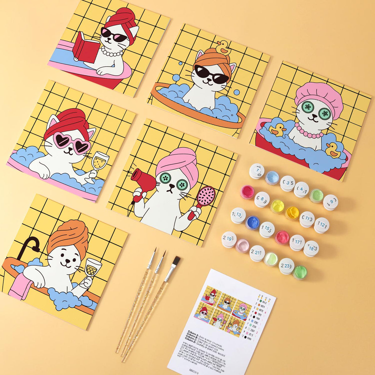Mustard Tile Bubble Bath Cats mini board kit – image 5