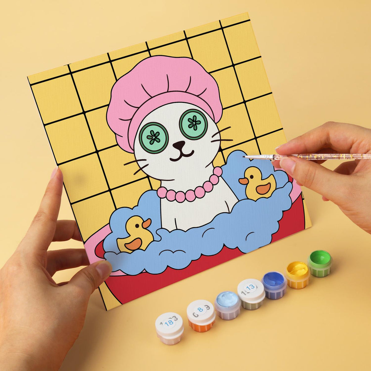 Mustard Tile Bubble Bath Cats mini board kit – image 8