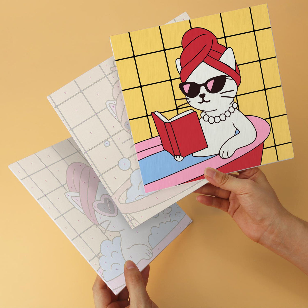 Mustard Tile Bubble Bath Cats mini board kit – image 11