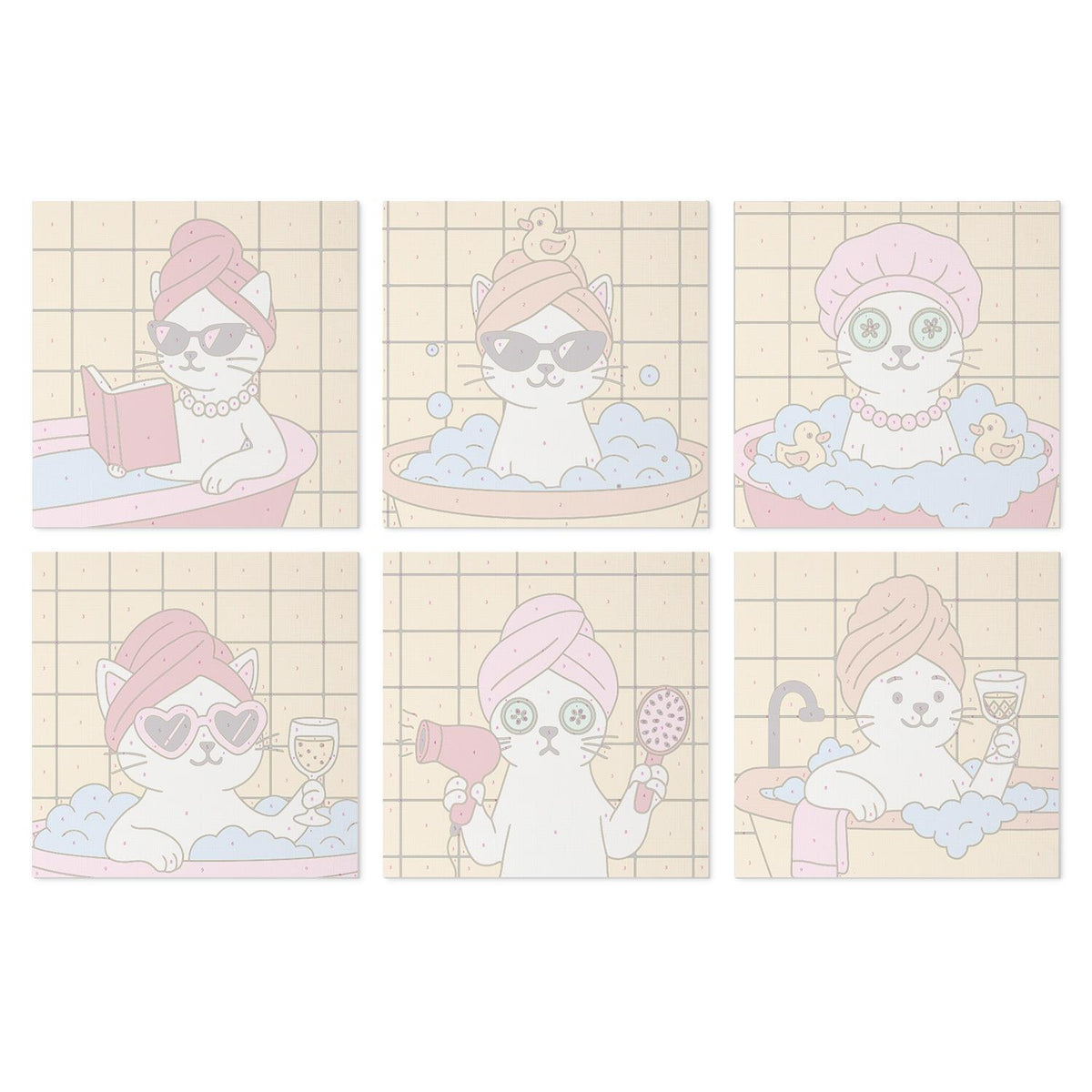 Mustard Tile Bubble Bath Cats mini board kit – image 17