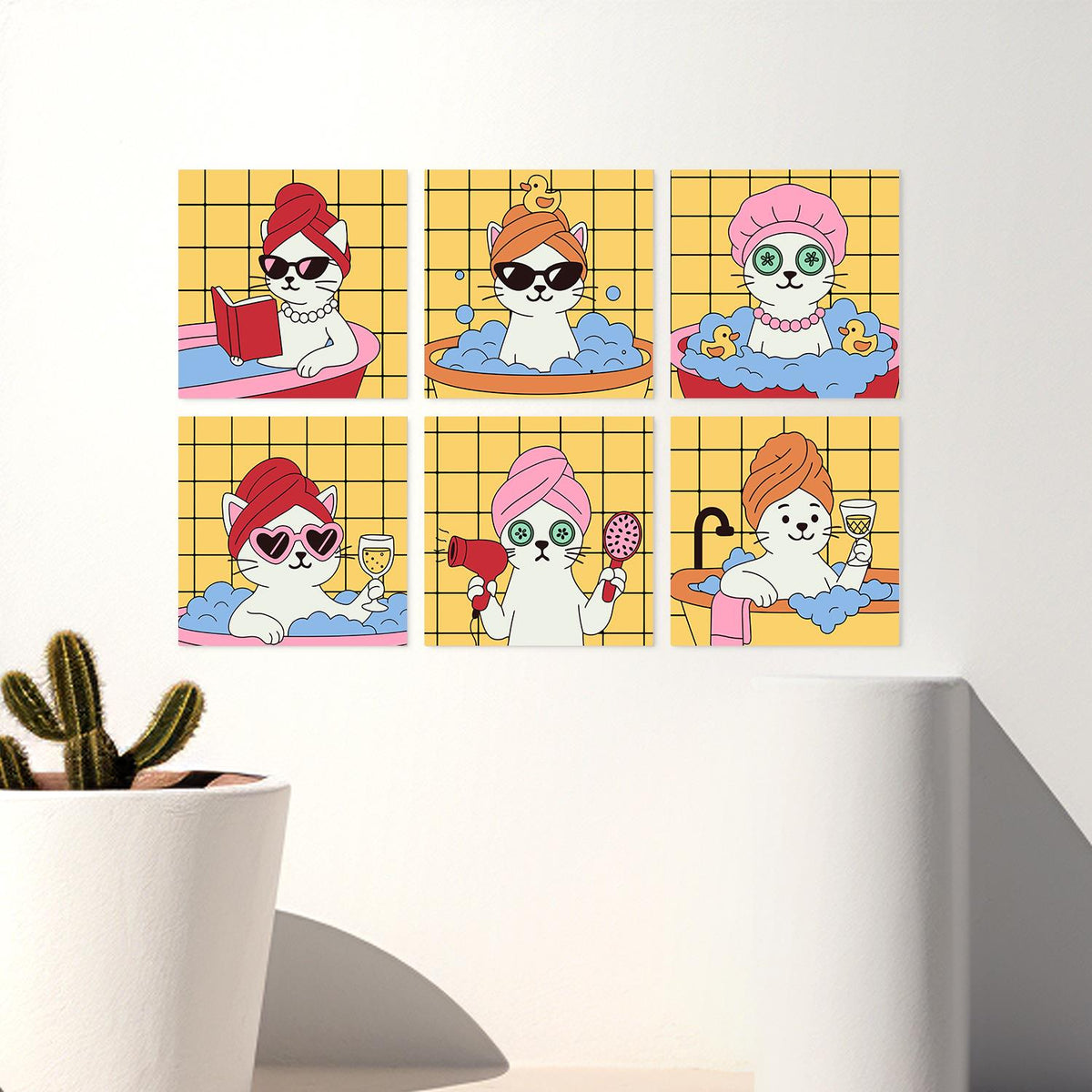 Mustard Tile Bubble Bath Cats mini board kit – image 24