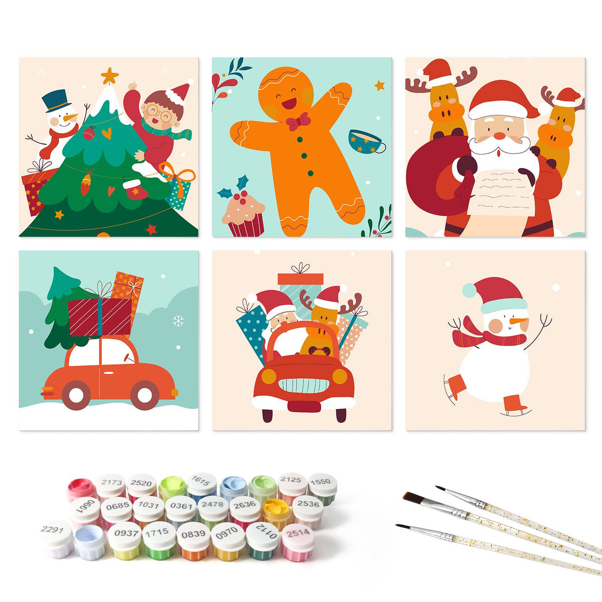 Dancing Gingerbread Holiday mini board kit – the 6 designs with the paint pots and brushes