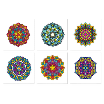Jewel-Tone Mandala Medallions mini board kit – Intricate circular mandalas in red, blue, yellow, purple and teal on white