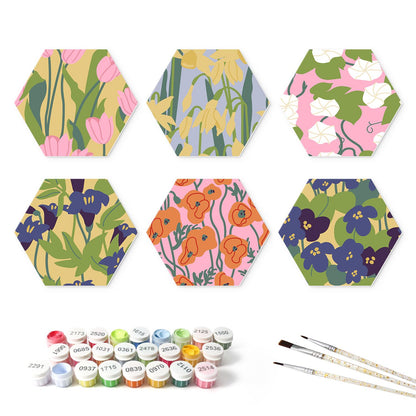 Iris and Poppy Patterns mini board kit – the 6 designs with the paint pots and brushes