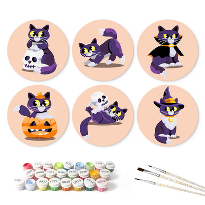 Purple Cats and Skeletons mini board kit – the 6 designs with the paint pots and brushes