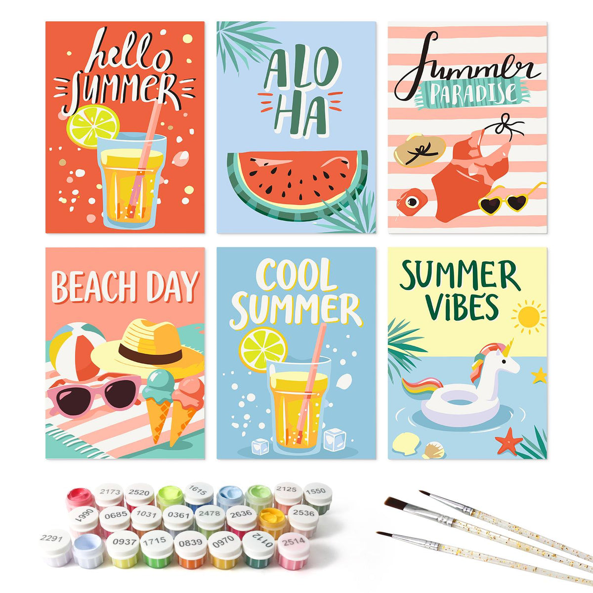Unicorn Float Summer Vibes mini board kit – the 6 designs with the paint pots and brushes