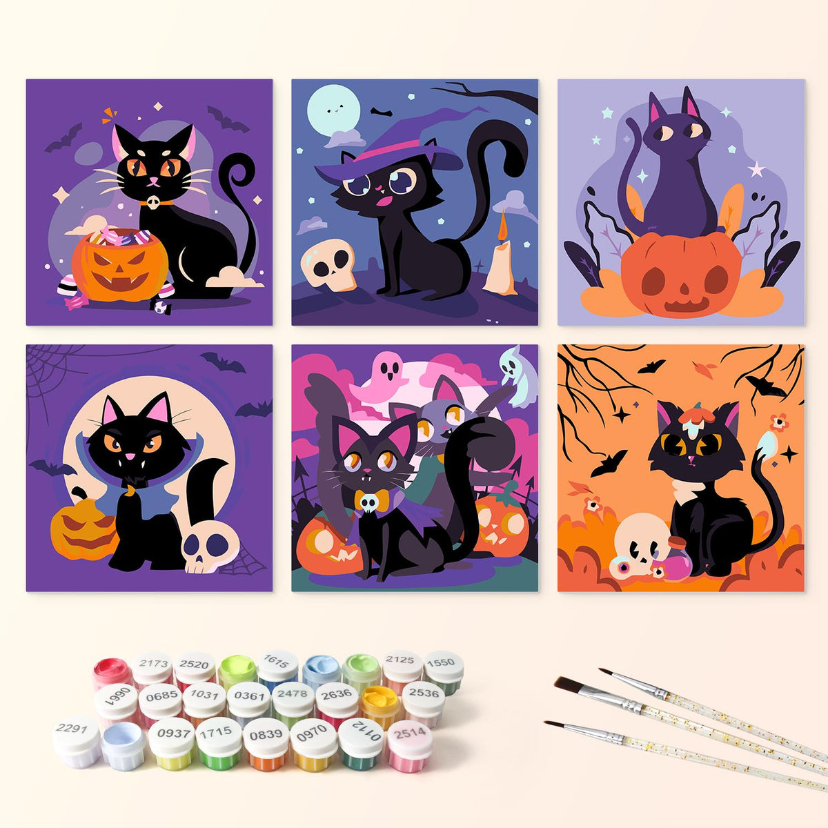 Pumpkin and Skull Black Cats mini board kit – image 3