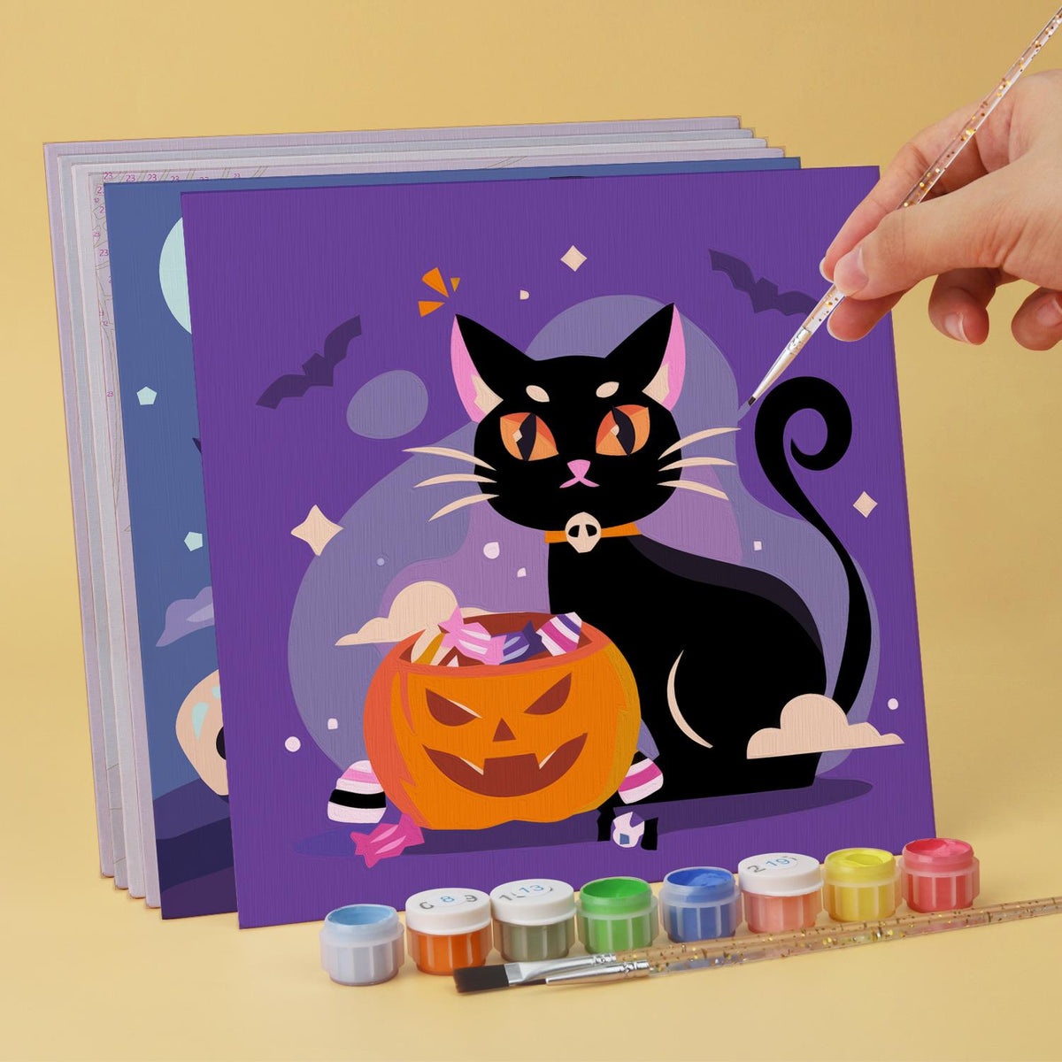 Pumpkin and Skull Black Cats mini board kit – image 4